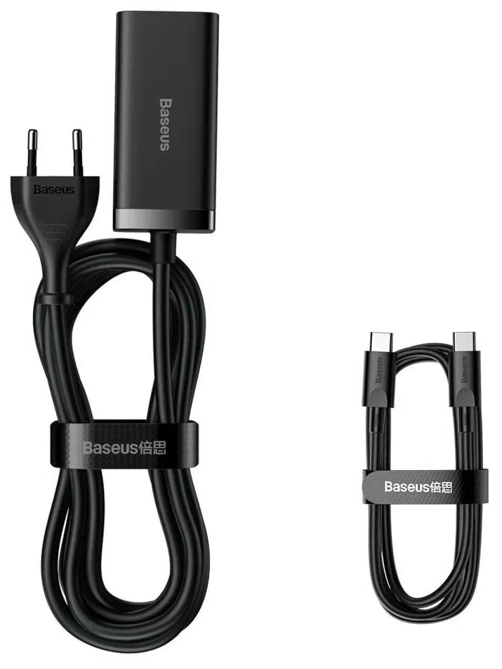 Baseus GaN3 Pro Desktop Fast Charger 2U+2C, 100 Vt, qora zaryadlovchi qurilmasi arzon