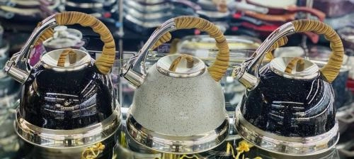 Чайник со свистком 3 л. от Life Smile (серый, чёрный, бордовый) в Узбекистане