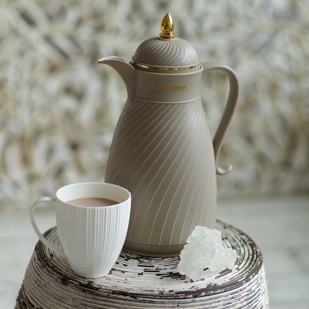 Термокувшин Fissman 1000 мл Светло-коричневый (пластиковый корпус со стеклянной колбой) онлайн