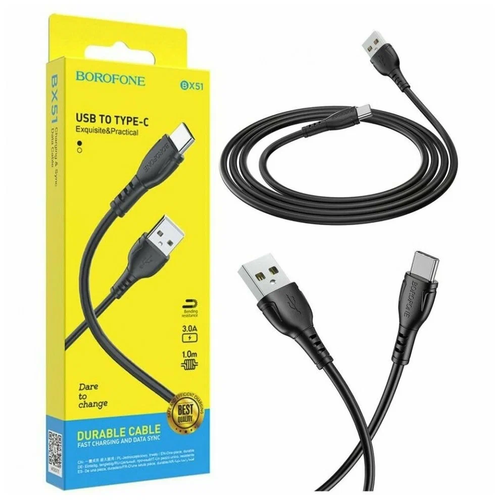 Кабель Borofone USB на USB Type-C BX51 Triumph 3.0A , Black онлайн
