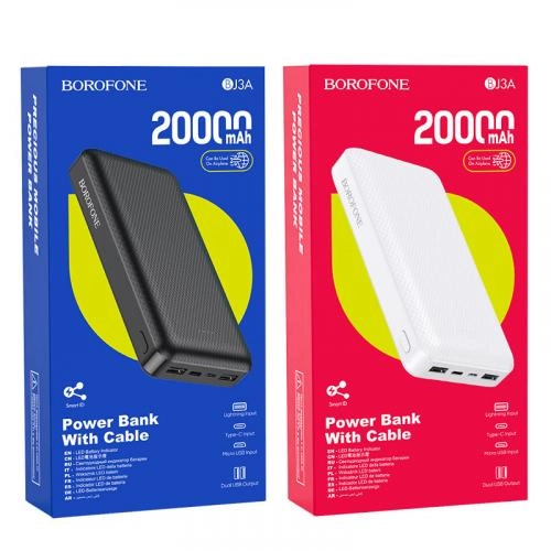 Borofone BJ3A Minimalist 20000mAh qora portativ akkumulyatori onlayn