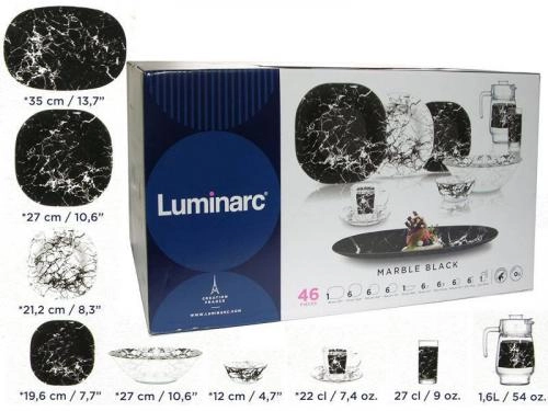 Столовый сервиз LUMINARC MARBLE BLACK 46 предметов 6 перс купить