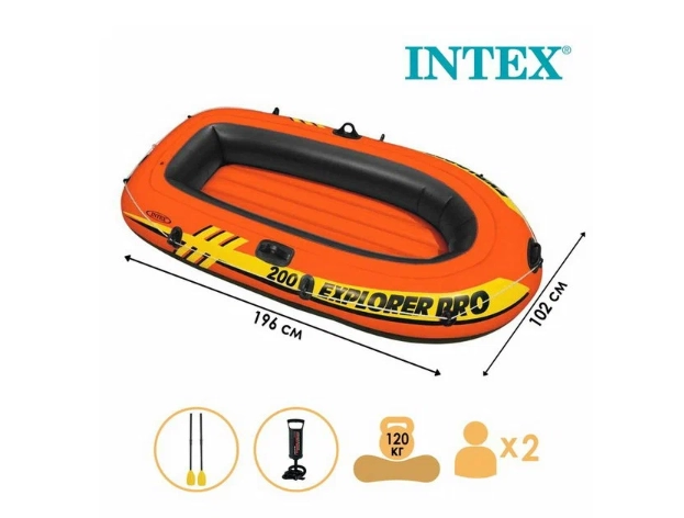 Intex 58357 Explorer Pro-200 to'plami 2 o'rindiq, eshkaklar, nasos, puflanadigan qayiq sotib olish