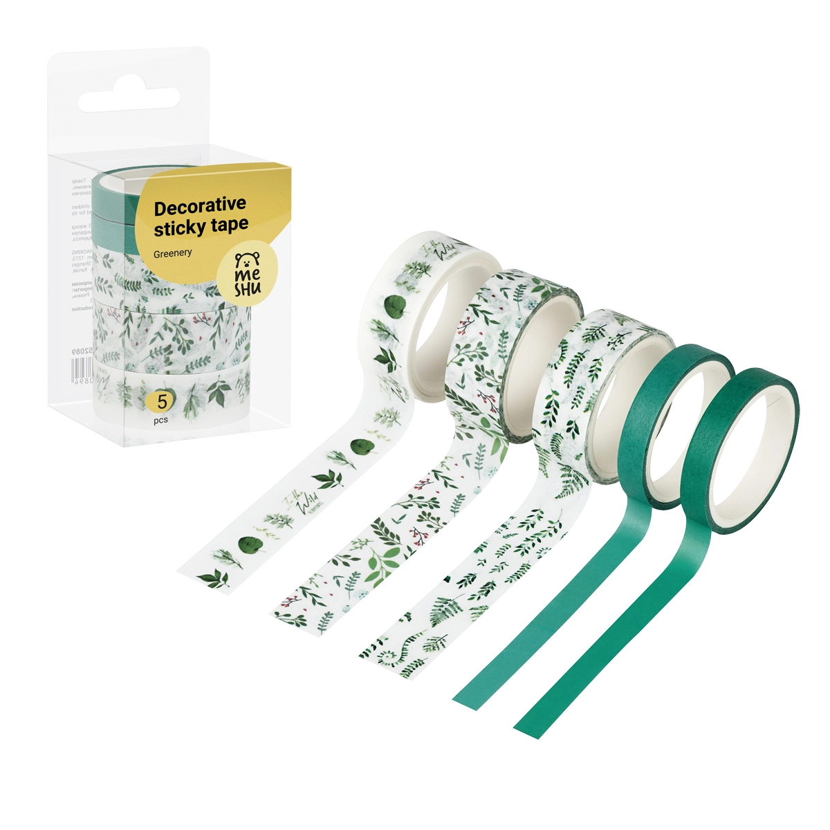 MESHU "Greenery" dekordagi yopishqoq lentalar to‘plami, 5 ta MS_52089 sotib olish