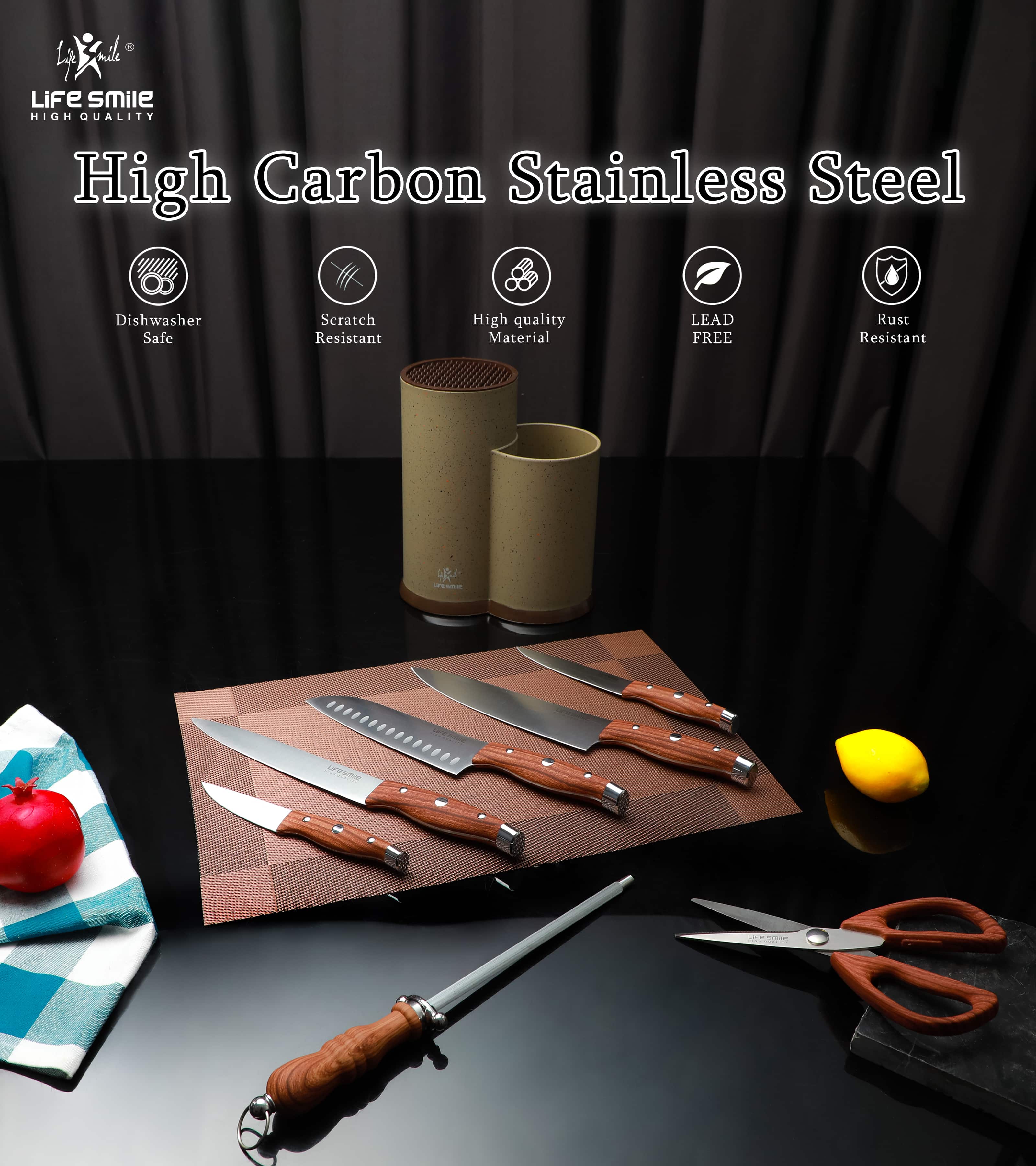 Набор ножей от Life Smile (8 предметов круглый) онлайн