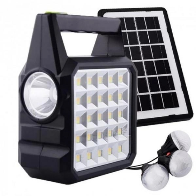 Фонарь-Лампа зарядная станция / 3 лампы / солнечная панель SOLAR LIGHT GD-3 Smart Black купить