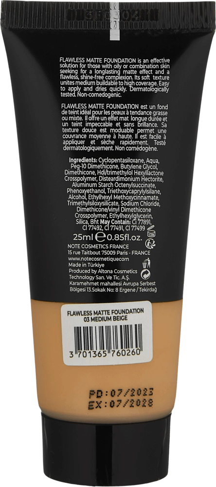 Тональный крем NOTE FLAWLESS MATTE FOUNDATION SPF15 (30ml) в Узбекистане