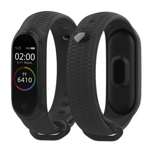 Ребристый силиконовый сменный браслет для Xiaomi Mi Band 5 Черный купить