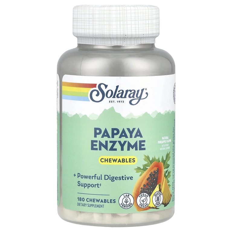 Solaray, papaya fermentlari, tabiiy ananas, 180 chaynash tabletkalari (46212) - rasm №2 Solaray, papaya fermentlari, tabiiy ananas, 180 chaynash tabletkalari (46212) sotib olish