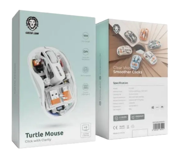 Green Lion Turtle oq simsiz sichqonchasi sotib olish