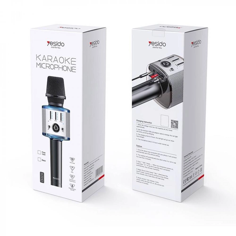 Караоке-микрофон Yesido KR10  чёрный в Узбекистане
