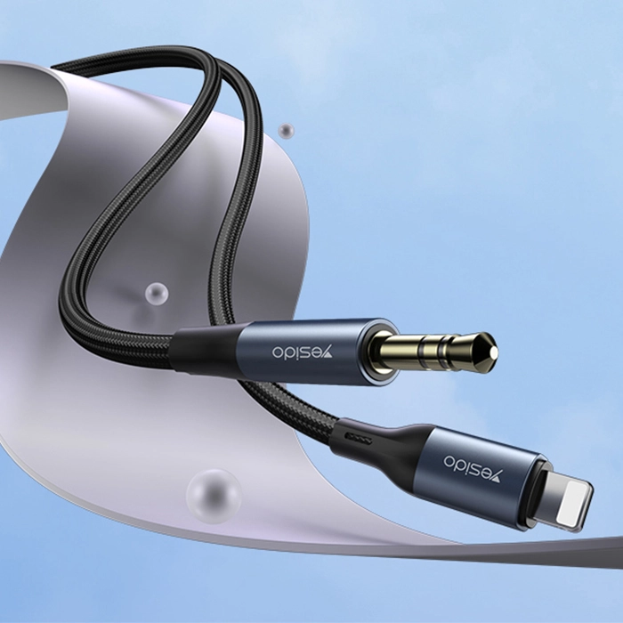 Кабель AUX для iPhone Yesido YAU35 3.5 mm AUX черный недорого