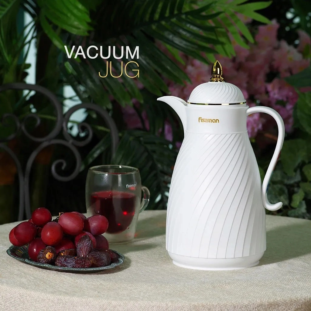 Термокувшин Fissman 1000 мл Белый (пластиковый корпус со стеклянной колбой) онлайн