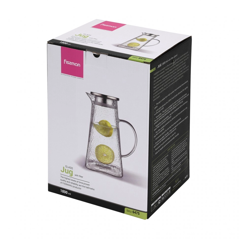 1800 ml filtrli issiq va sovuq ichimliklar uchun Fissman ko'zasi (issiqlikka chidamli shisha) onlayn