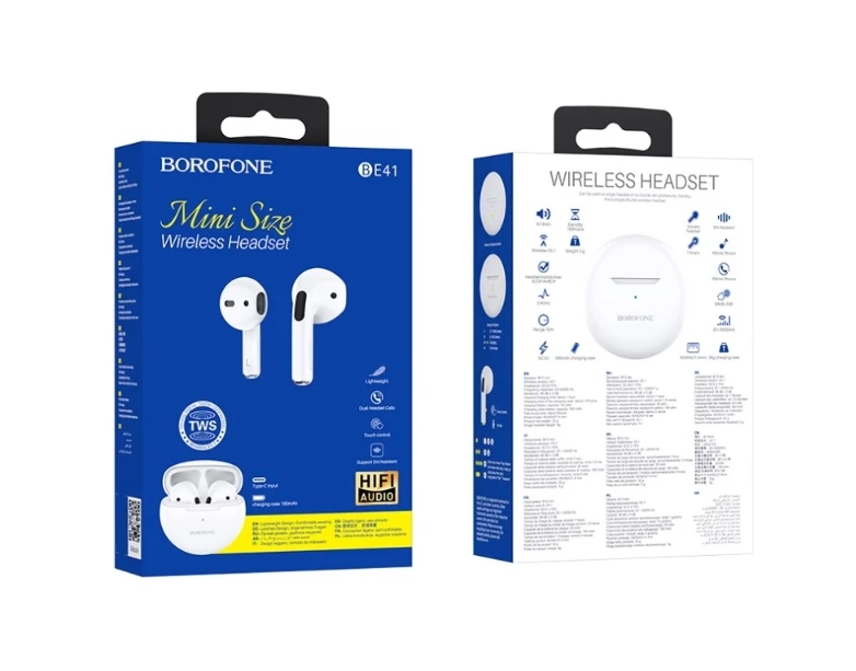 Беспроводные наушники Borofone BE41 белые рассрочка