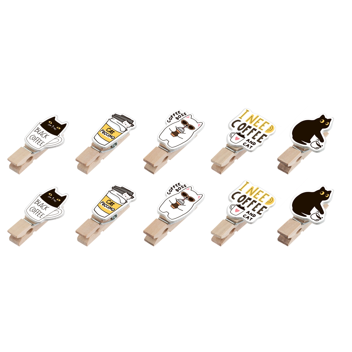 MESHU "Right Cat" qog&lsquo;oz qisqichlari, 7 mm, 10 dona, yog&lsquo;och, assorti, ip bilan (MS_55480) onlayn