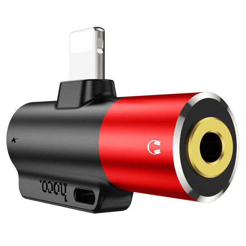 Переходник Hoco LS32 2in1 Lightning красный недорого