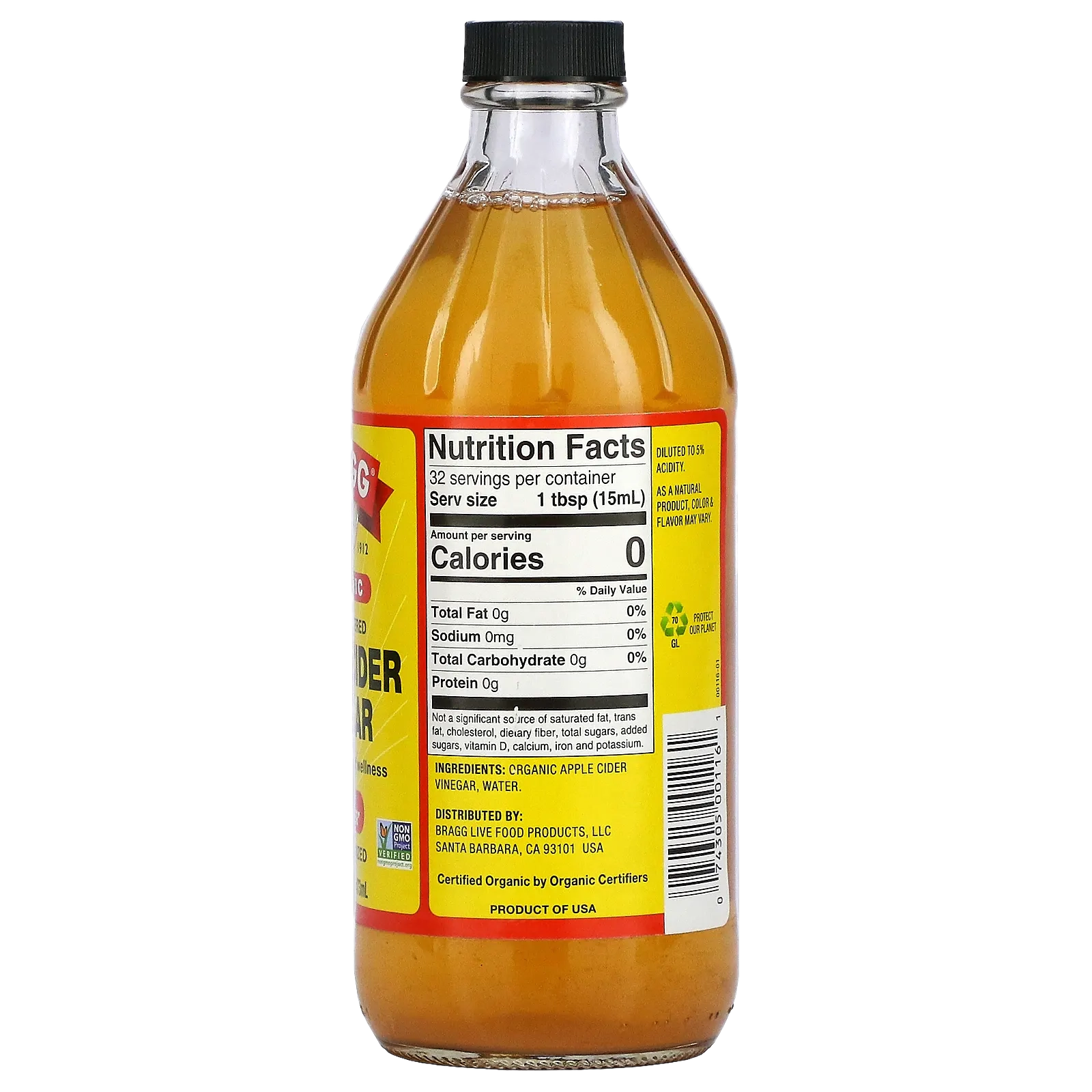 Bragg, Органический яблочный уксус с «матерью», 16 жидких унций (473 мл) (00116) недорого