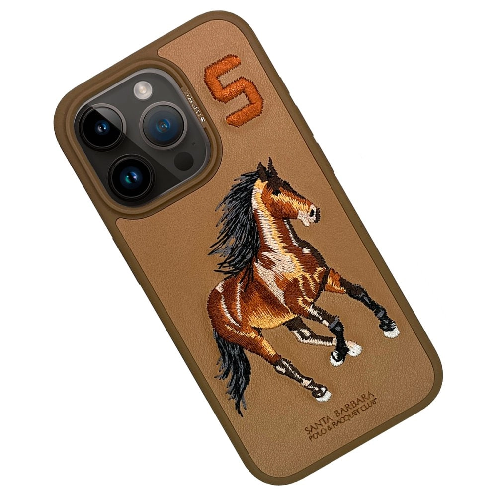 Santa Barbara Polo Racquet Club iPhone 15 pro max/pro uchun jigarrang charm g‘ilof arzon