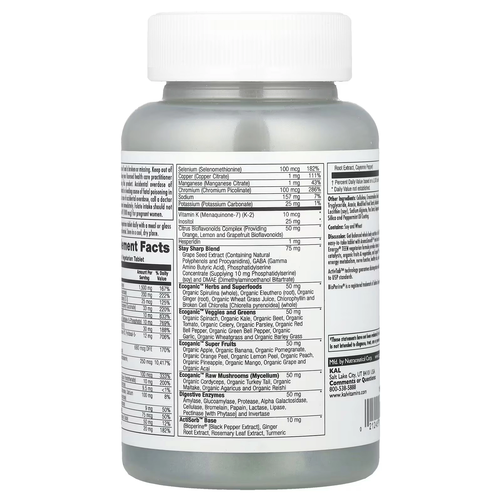 KAL, Enhanced Energy®, multivitamin qo'shimchasi o'smirlar uchun, 60 ta o'simlik tabletkalar (74810) O'zbekistonda