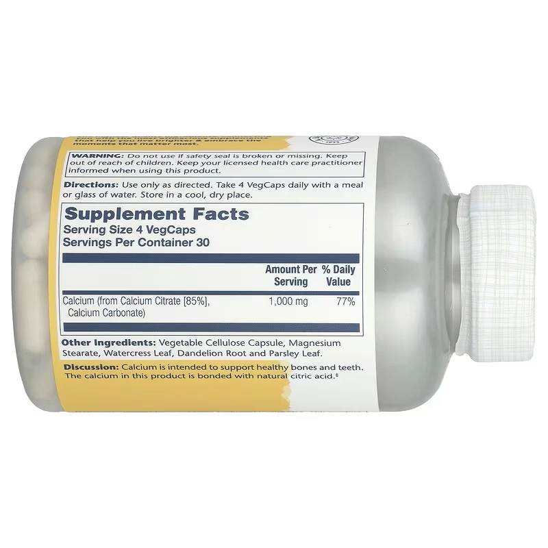 Solaray, цитрат кальция, 1000 мг, 120 растительных капсул VegCaps (04585) недорого