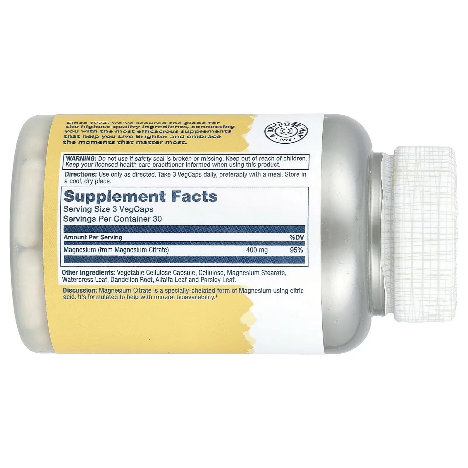 Solaray, цитрат магния, 400 мг, 90 капсул (46301) недорого