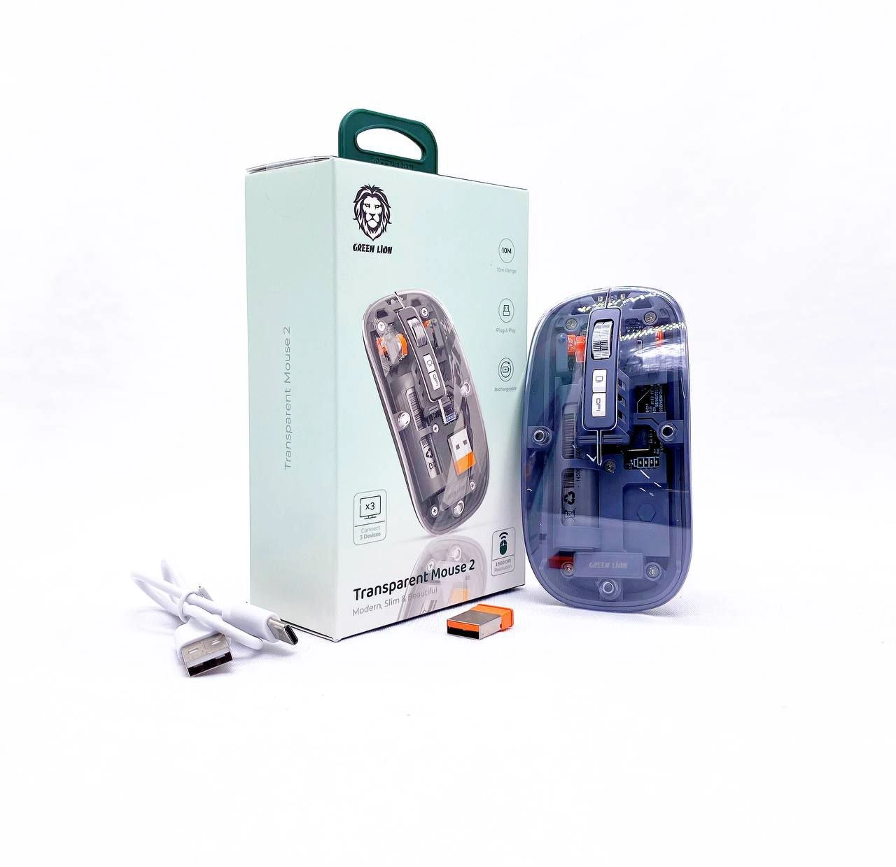 Bluetooth Green Transparent 2 qora simsiz sichqonchasi sotib olish