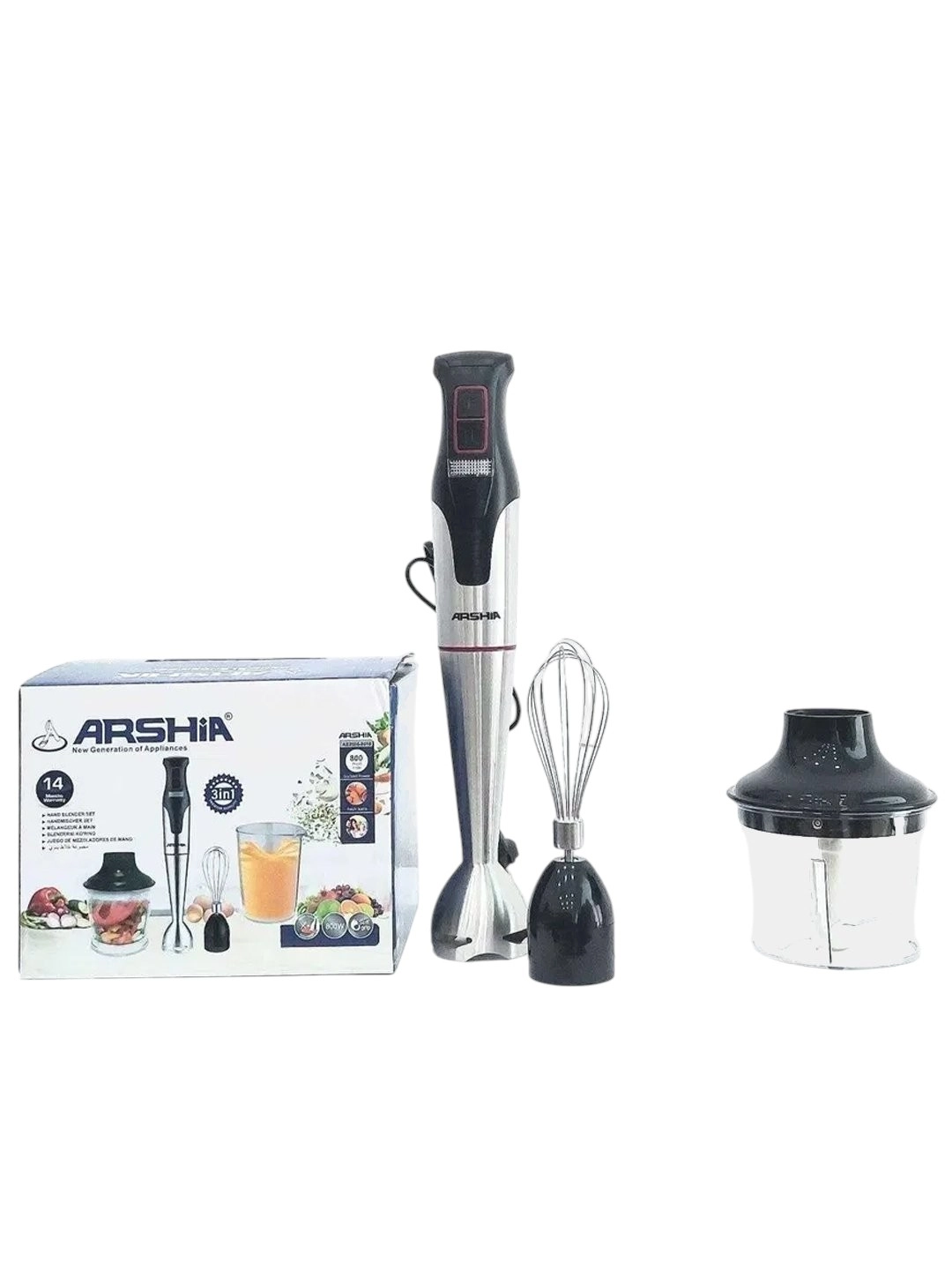 Arshia AS2006-8016 chopper blenderi, mikser, 3 ta 1, 800 Vt onlayn