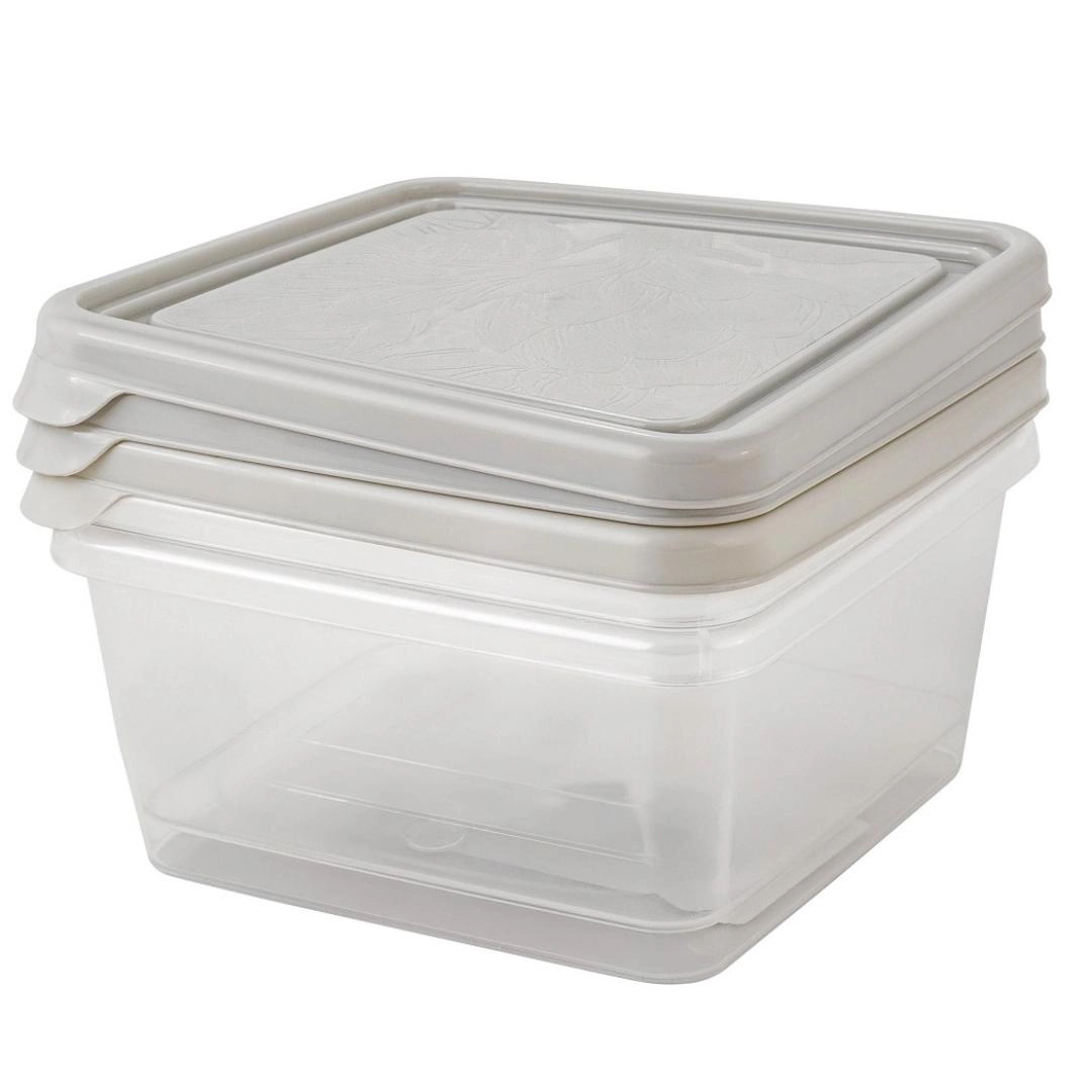 Набор контейнеров для продуктов Plast Team HELSINKI, для заморозки, 0,45л, квадратный, 115х115х85 пепельный жемчуг купить