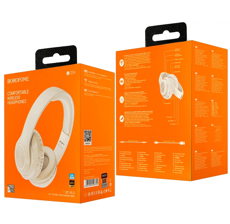 Беспроводные наушники Borofone BO24 белый недорого