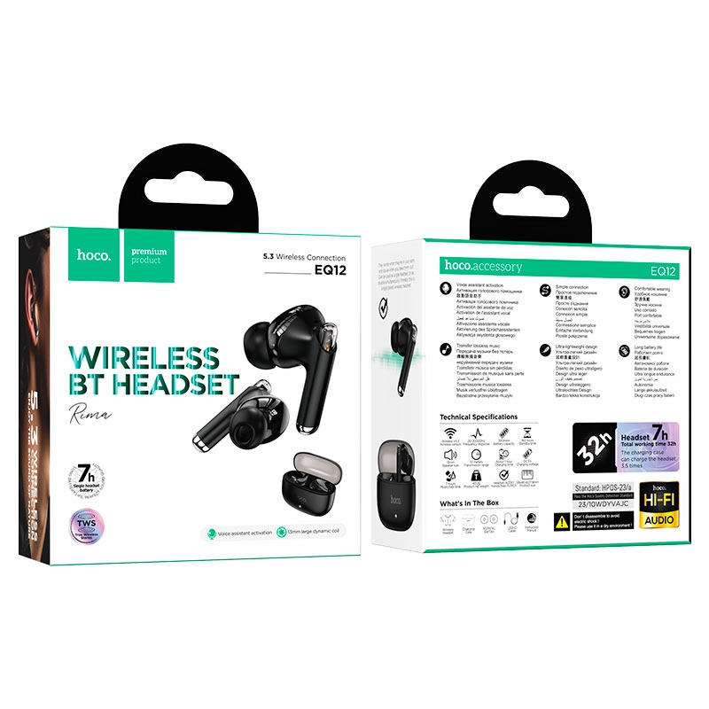 Беспроводные наушники Hoco EQ12 чёрный в Узбекистане