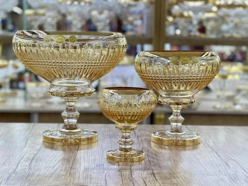 Набор фруктовниц из хрусталя TOMY (12 предметов, медовый оттенок) купить