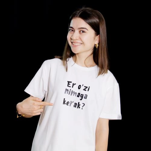 Футболка "Er o'zi nimaga kerak?" White M недорого
