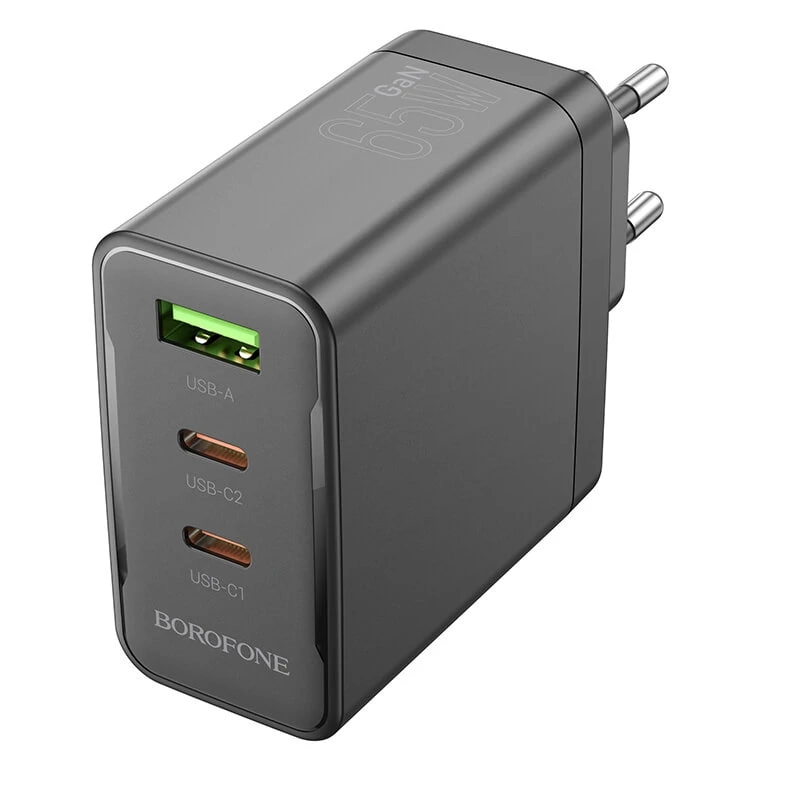 Зарядное устройство BOROFONE BN12 PD65W 3-Port USB PD Charger USB-A+2USB-C PD QC3.0 Fast Charging купить