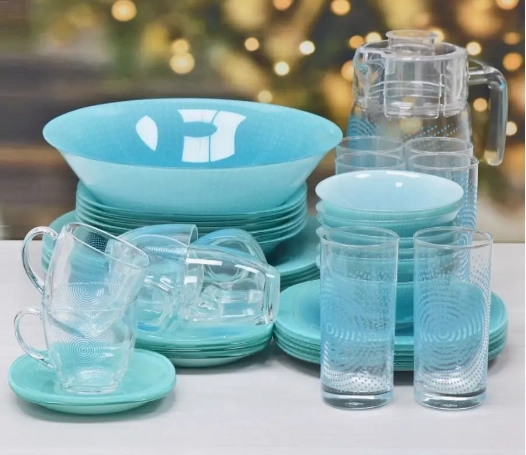 Luminarc Carine Pop Art Turquoise 46 ta element Stol servisi (P2048) bo'lib to'lash