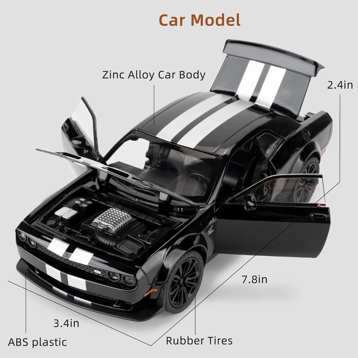 Игрушечная машина - Dodge Challenger SRT Hellcat, White Line в Узбекистане