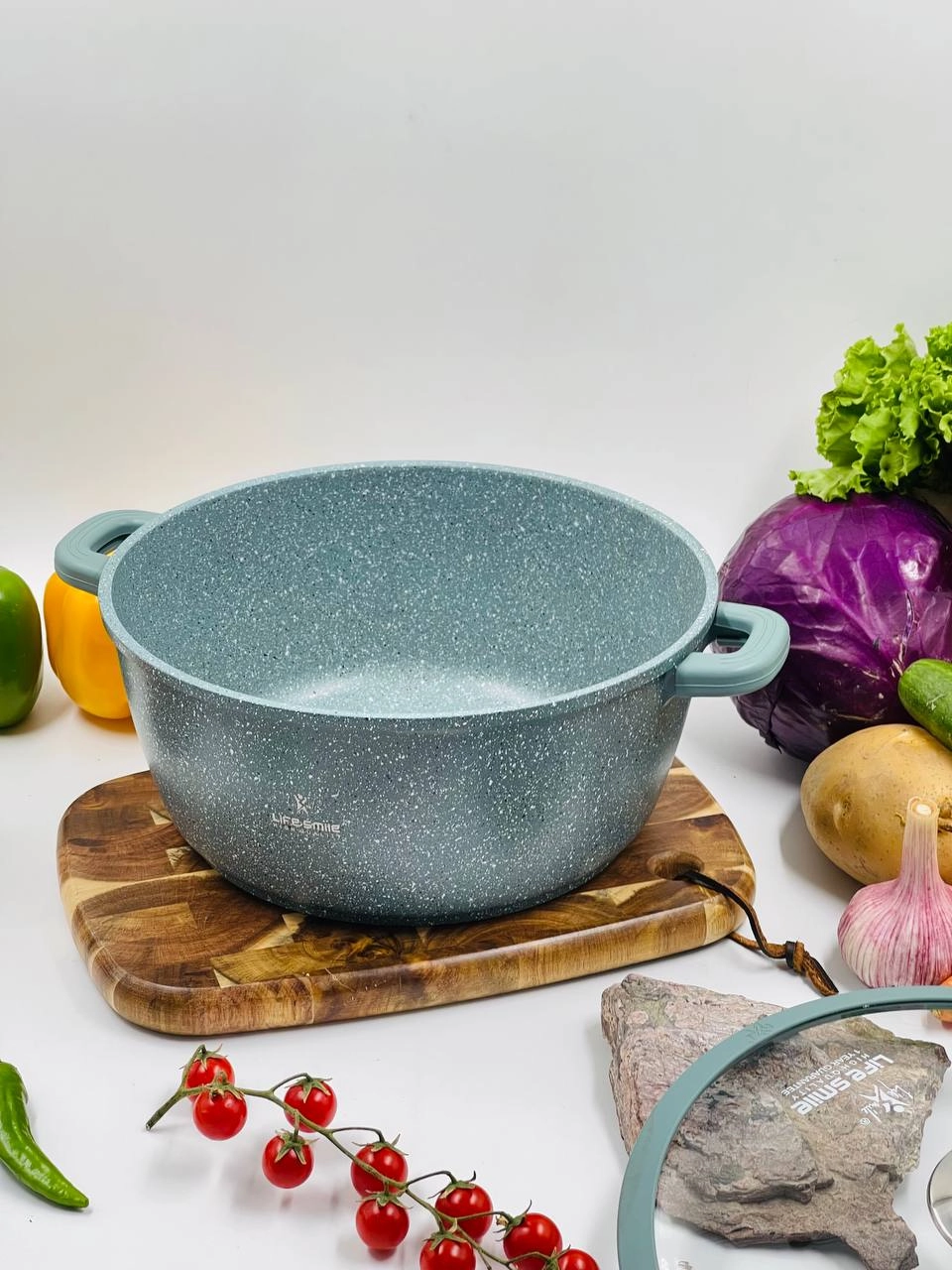 Казан  со стеклянной крышкой Life Smile 32см 9,8л, Mint недорого