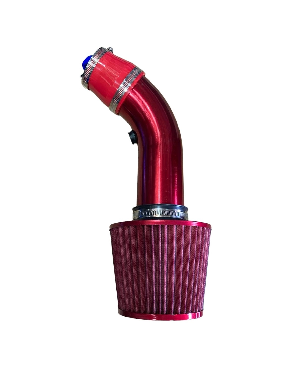 Воздушный фильтр нулевого сопротивления 76мм в сборе с трубой красный купить