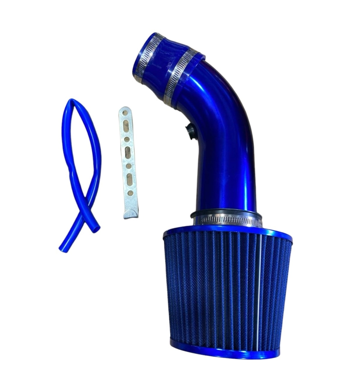 Воздушный фильтр нулевого сопротивления 76мм в сборе с трубой синий купить