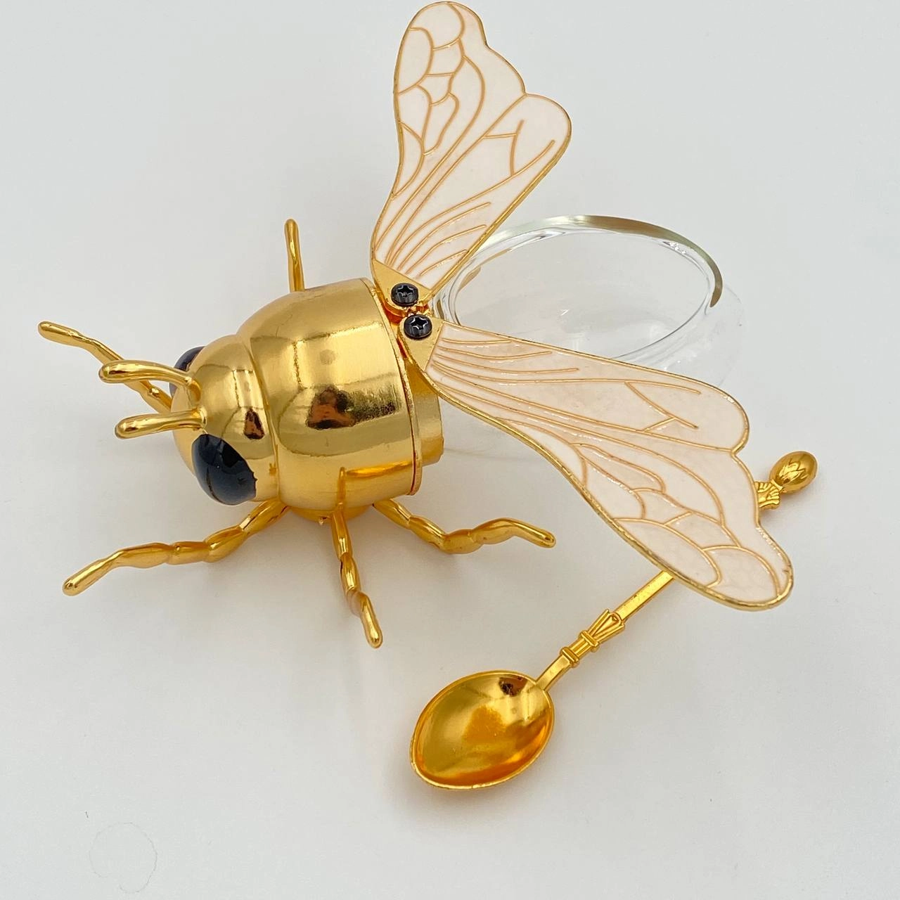 Qoshiqli hashamatli asal idishi uy oshxonasi uchun idish stol bezaklari ijodiy asal ziravorlar saqlash idishi O'zbekistonda