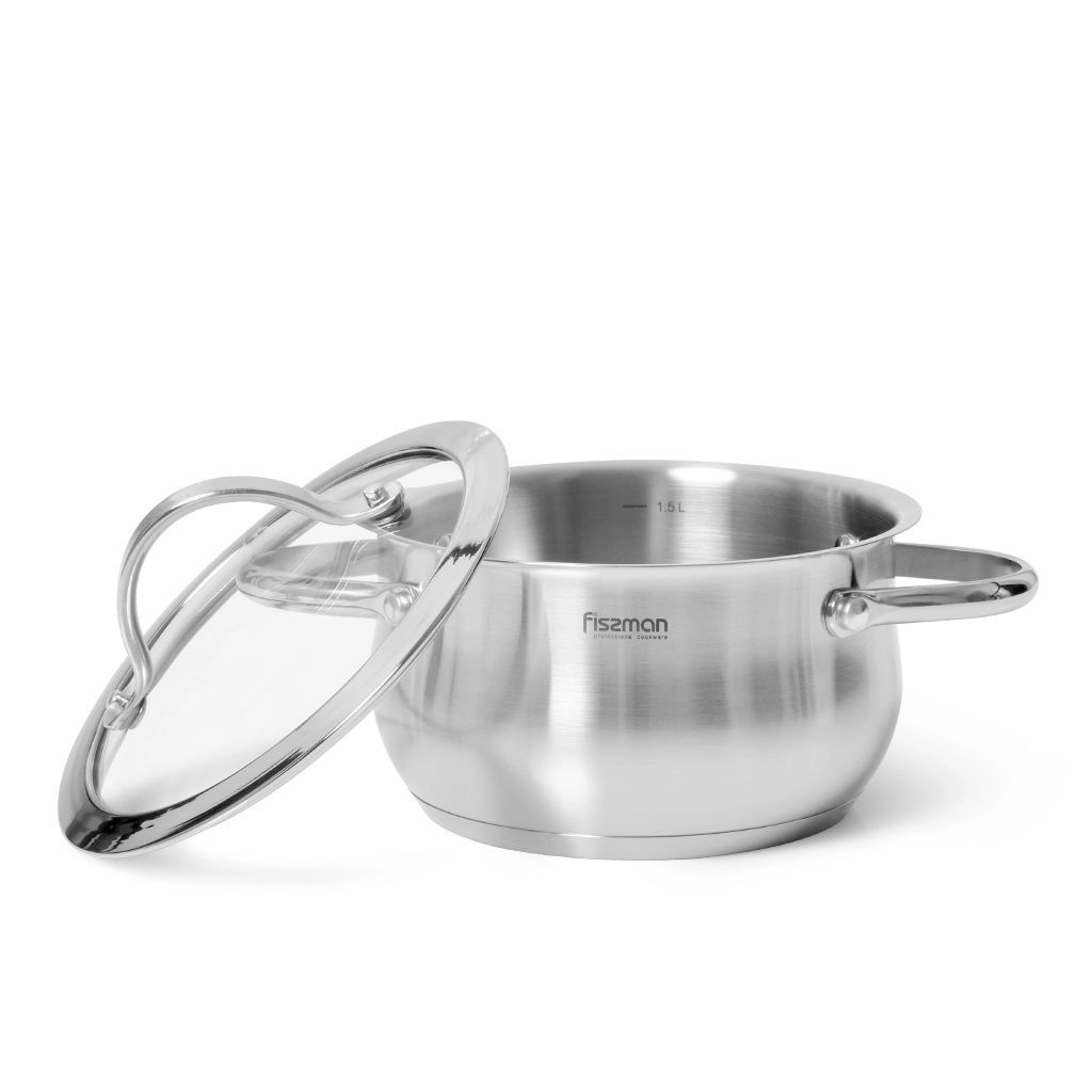 Кастрюля Fissman VALERY 16x8 см / 1.6 л со стеклянной крышкой купить