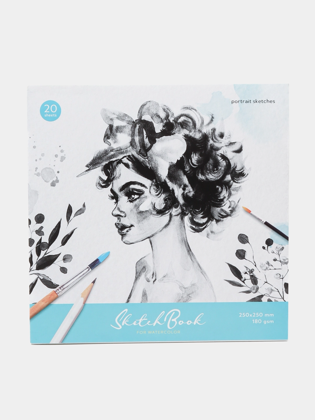 Akvarel sketchbuki 20 varaqlik, 250×250 mm, ArtSpace "Portrait", yopishtirilgan sotib olish