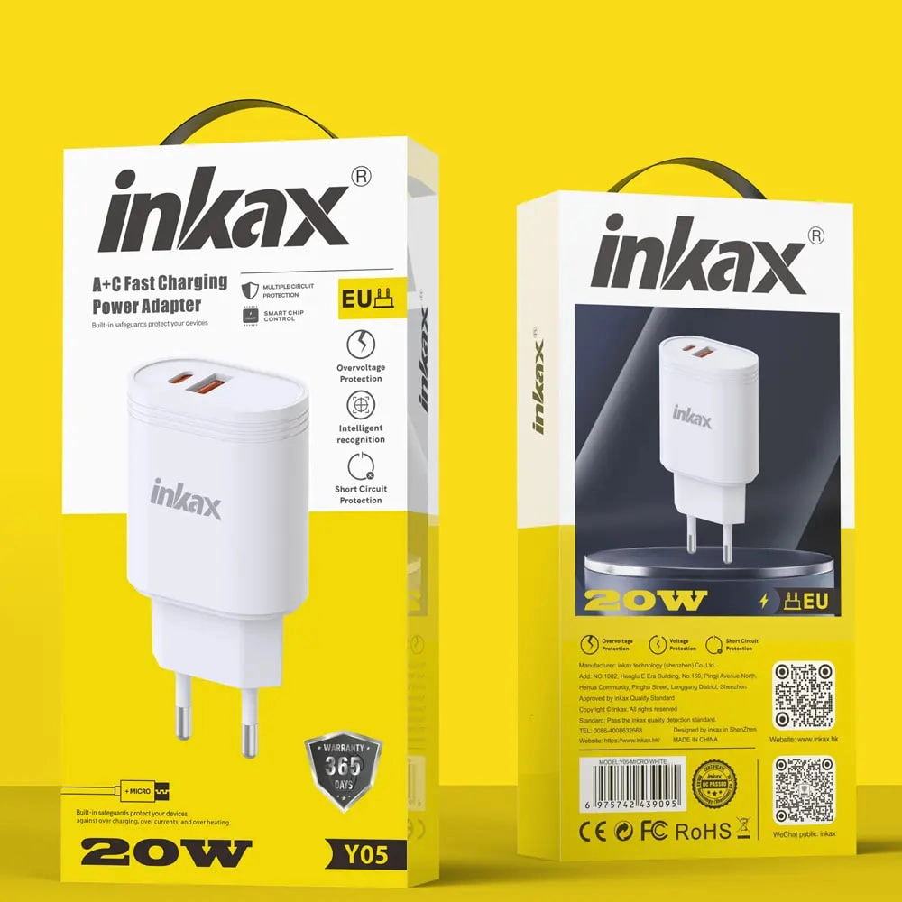 Зарядное устройство Inkax Y05 USB-A+Type-C 20W недорого