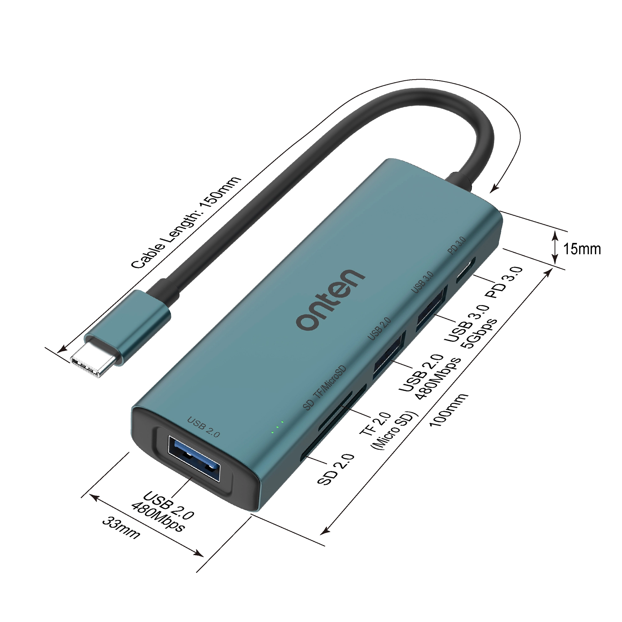 USB Hub Onten OTN-UC120  USB-konsentratori - rasm №5 USB Hub Onten OTN-UC120  USB-konsentratori onlayn