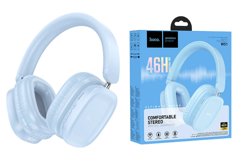 Беспроводные наушники Hoco W51 голубой в Узбекистане