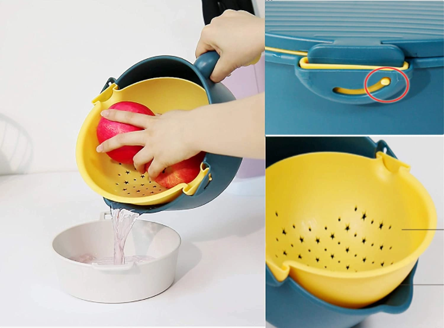 Многофункциональная тёрка-овощерезка с контейнером Limeolive Vegetab (blue-yellow) недорого