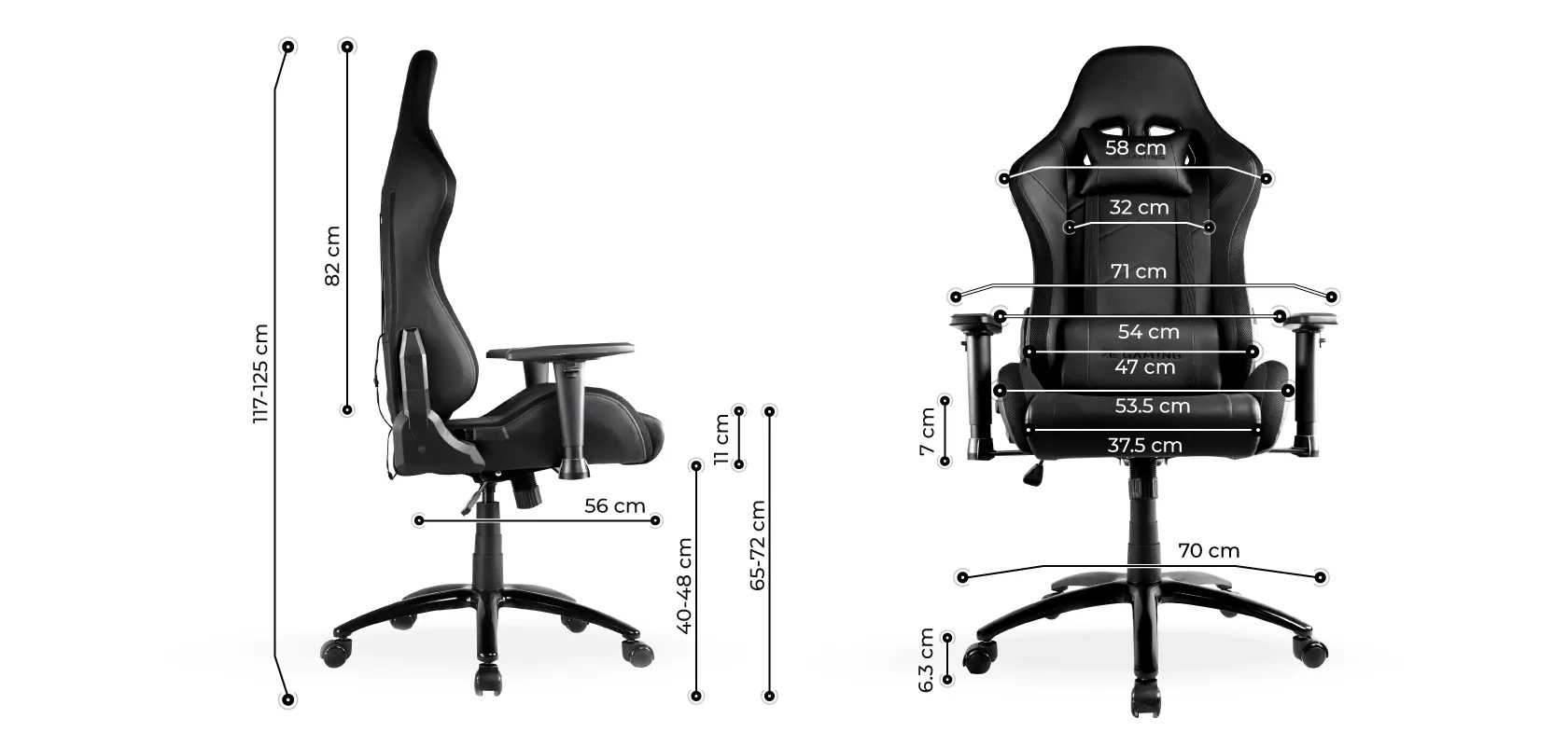2E Gaming OGAMA RGB qora O'yin kursisi xususiyatlar
