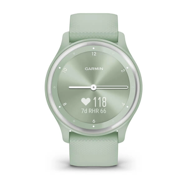 Garmin VIVOMOVE SPORT Cool Mint Case and Silicone Band with Silver Accents smart-soati yetkazib berish