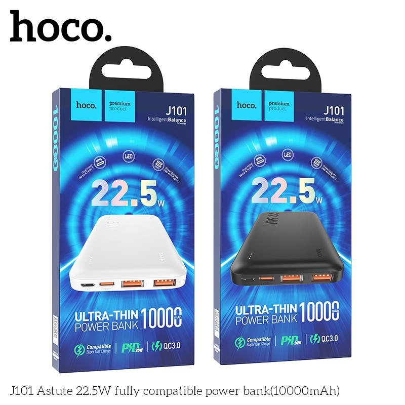 HOCO J101 22.5W 10000mAh qora tashqi akkumulyatori O'zbekistonda