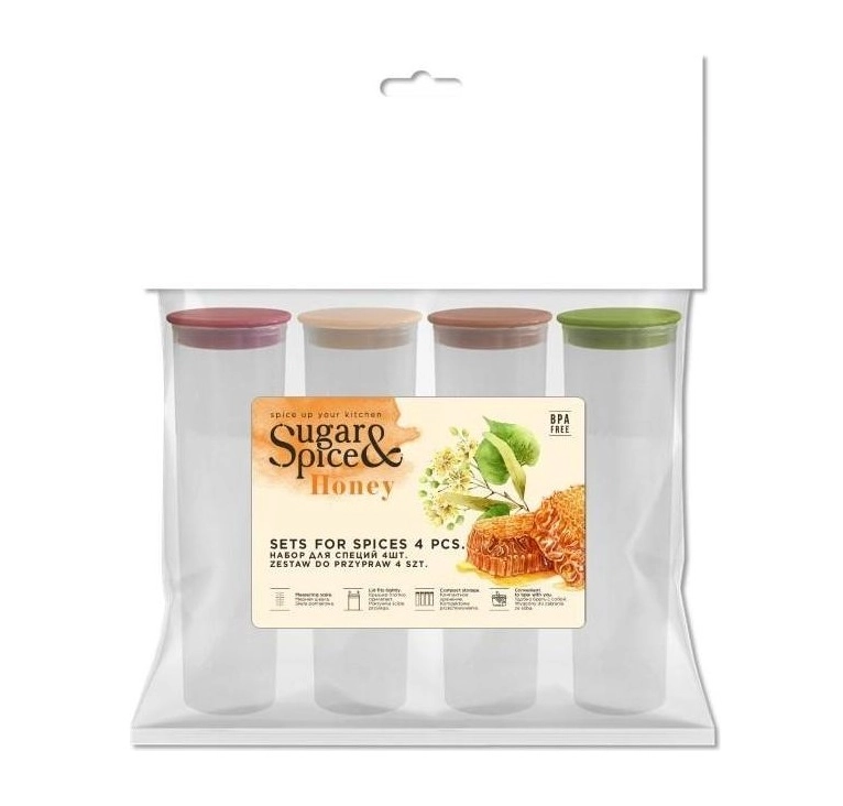 Набор для специй Sugar&Spice Honey, мерная шкала, плотно прилегающая крышка, 4 шт sotib olish